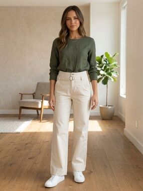 New Flamingo Belted Straight Leg Trousers